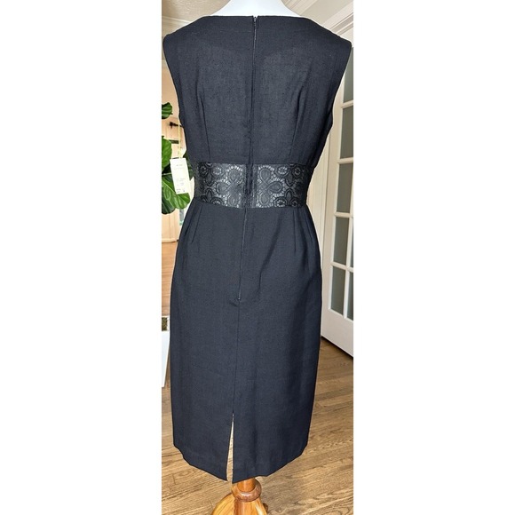 NWT Howard Wolf Black Sheath Dress Sz 8 Lace Waist Vintage Made USA Elegant - Picture 4 of 8